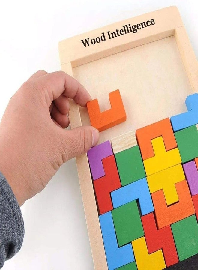 Manos Wooden Intelligence Puzzle Board, Educational Tetris Blocks Set with Patterns, Multicolour Educational Toy - Image 5